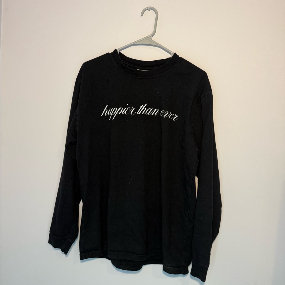 Black Long Sleeve Shirt with White Text